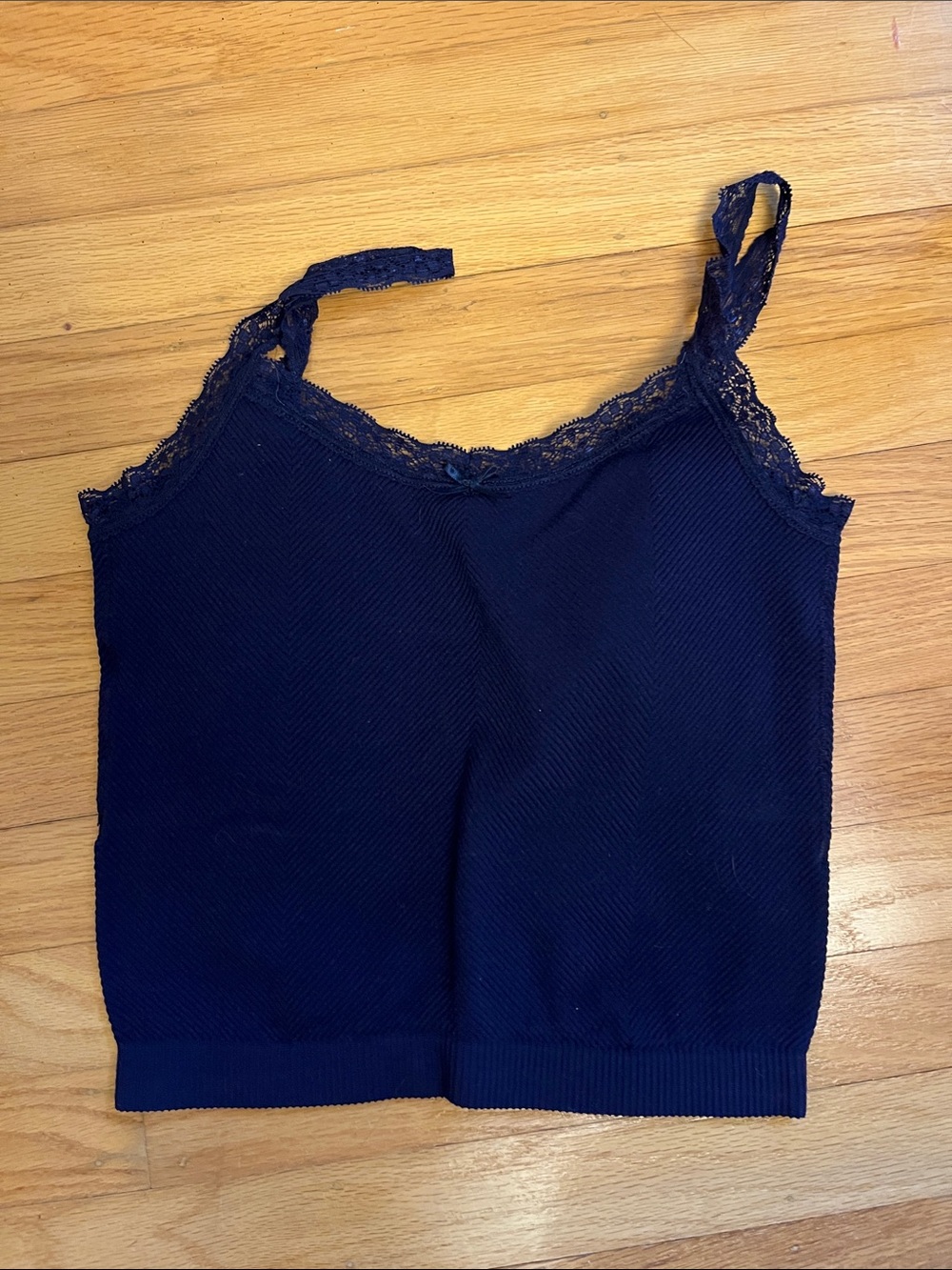 Streetwear Society Navy Ribbed Lace Trim Cami